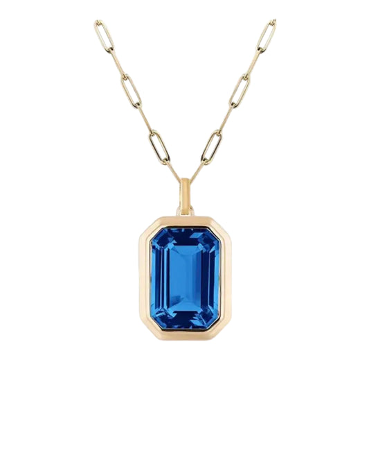 Large Emerald Cut Crystal Pendant
