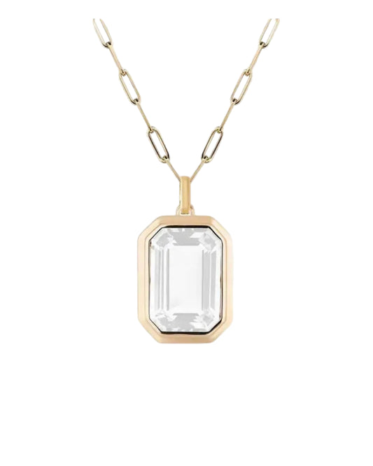 Large Emerald Cut Crystal Pendant