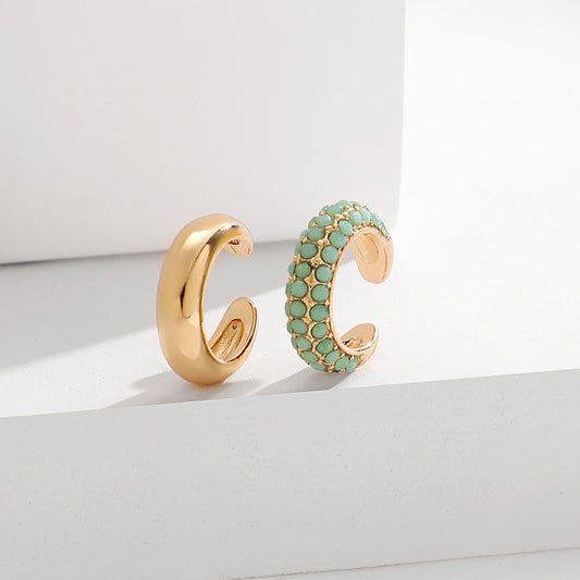 Diamond Duo Cuff - Gold/Green