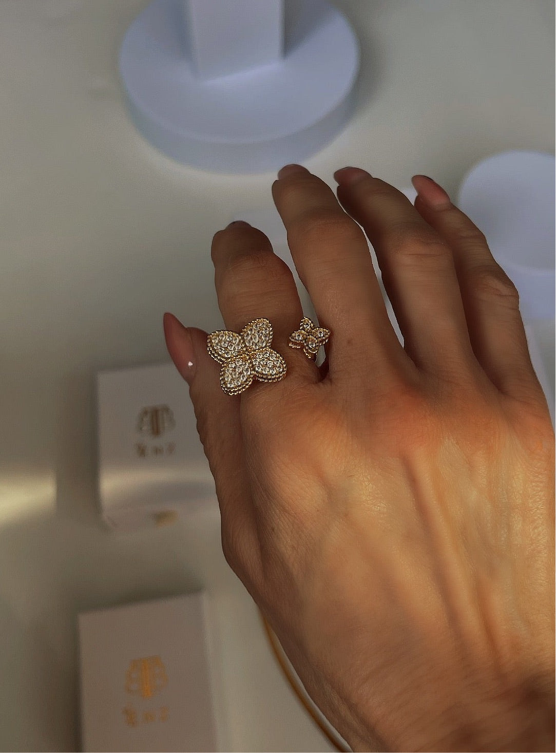 Double Foliage Motif Ring