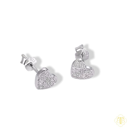 Pave Heart Studs