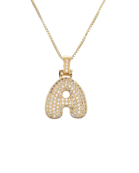 Bubble Letter Pendant Necklace
