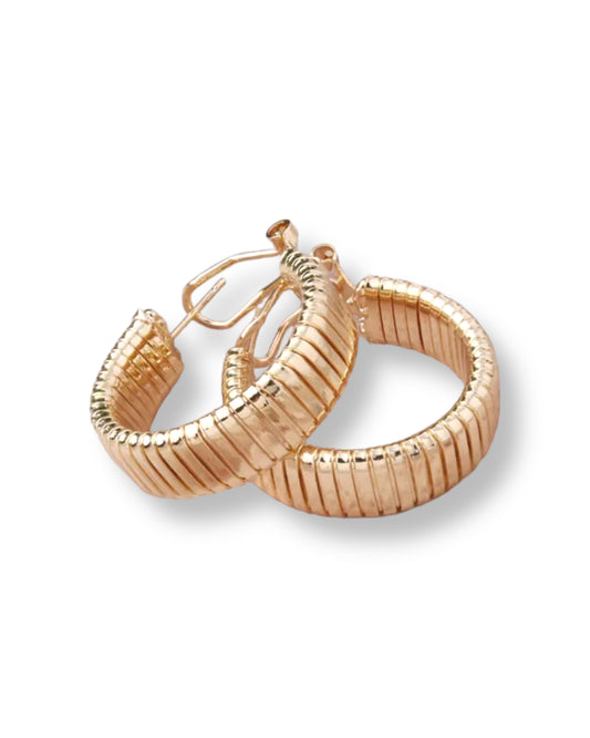 Gold Ribbed Hoops